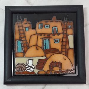 Cleo Teissedre "Pueblo Village" Ceramic Tile Trivet